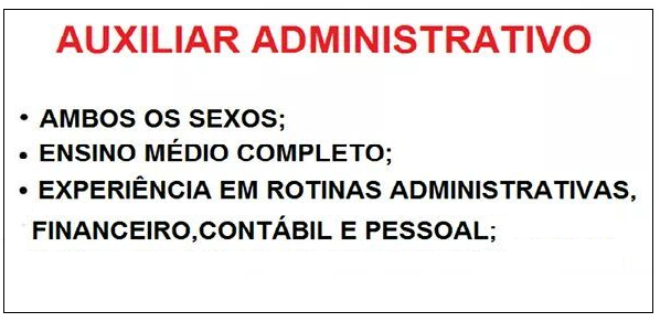 Vaga para Auxiliar Administrativo com experiência