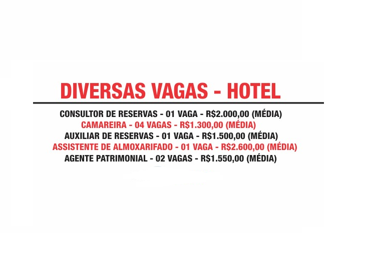 HOTEL ABRE 9 VAGAS